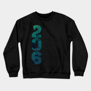 Seattle WA City Map and 206 Area Code Crewneck Sweatshirt